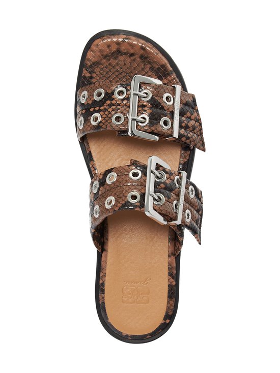 Ganni - Feminine Buckle Strap Snake -sandaalit - 05W CINNAMON SWIRL | Stockmann - photo 2