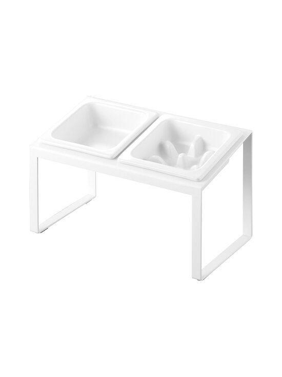 Yamazaki - Tower Angled Slow Feeder paaugstinātas mājdzīvnieku barības bļodas statīvā - WHITE | Stockmann - photo 1