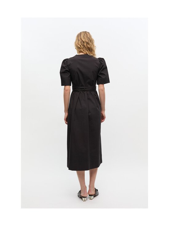 Ganni - Stretch Cotton Tie Strap -midimekko - 099 BLACK | Stockmann - photo 4