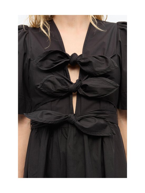 Ganni - Stretch Cotton Tie Strap -midimekko - 099 BLACK | Stockmann - photo 6