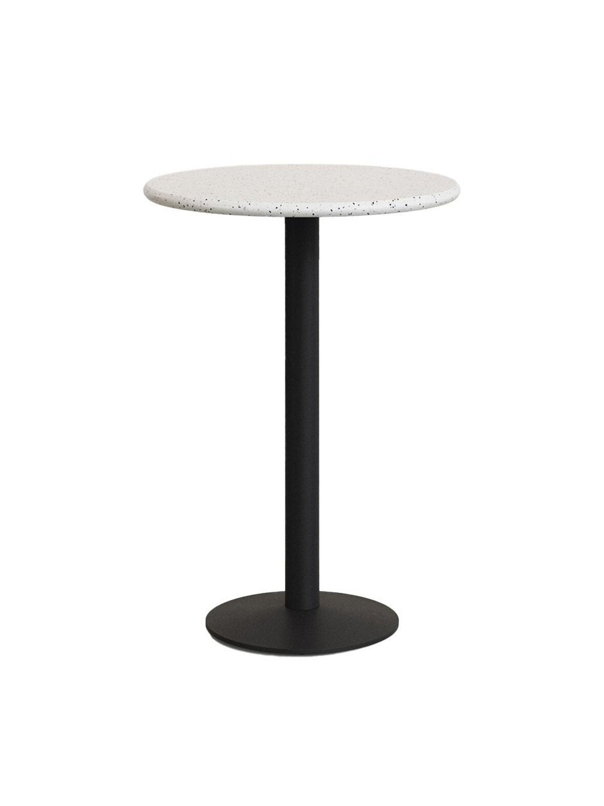 Saura-baaripöytä valkoinen terrazzo / musta ⌀ 70 cm
