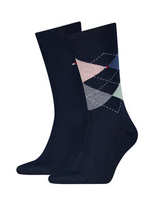 Tommy Hilfiger - Ruudulliset sukat 2-pack - 055 NAVY MULTICOLOR | Stockmann