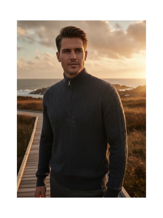 SAND Copenhagen - Ibro Modern Fit Half Zip vilnas džemperis - 570 MEDIUM BLUE | Stockmann - photo 2