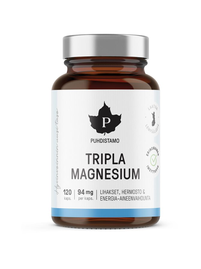 Puhdistamo - Tripla Magnesium -ravintolisä, 120 Kaps