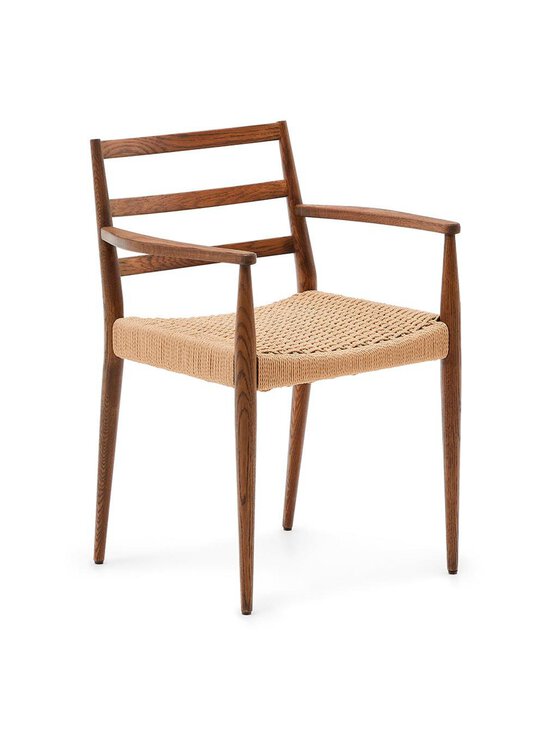 Kave Home - Analy-tuoli käsinojilla pähkinä/paperinaru - BROWN | Stockmann - photo 1