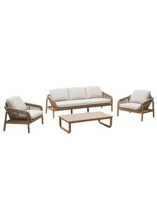 Kave Home - Vellana-sohvaryhmä ulkosohva, 2 nojatuolia & sohvapöytä akaasia / beige - MULTICO | Stockmann