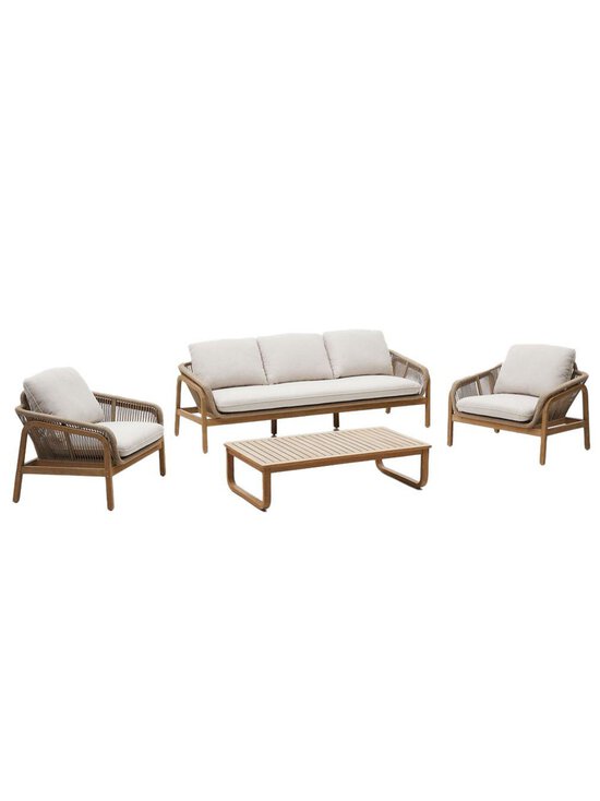 Kave Home - Vellana-sohvaryhmä ulkosohva, 2 nojatuolia & sohvapöytä akaasia / beige - MULTICO | Stockmann - photo 1