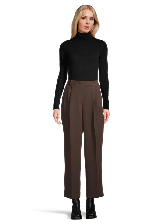 rich & royal - Cropped Pleated -leveälahkeiset housut - 285 DARK CHOCOLATE | Stockmann - photo 3
