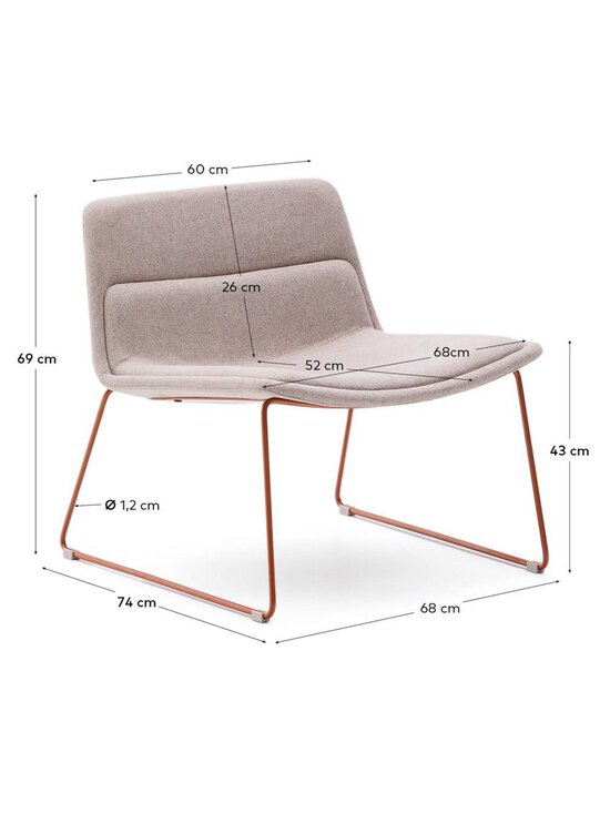 Kave Home - Zahara-nojatuoli Austin-kangas beige / terrakotta - BEIGE | Stockmann - photo 11
