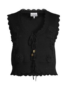 Ganni - Crochet Applique -liivi - 099 BLACK | Stockmann