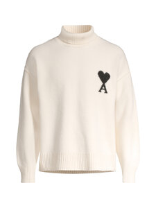 Ami Paris - Funnel Neck Contrasted -neule - 151 ECRU/NOIR | Stockmann