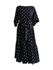 Lili Marleena - Polka dots long double ruffle -pitkä mekko - BLUE | Stockmann