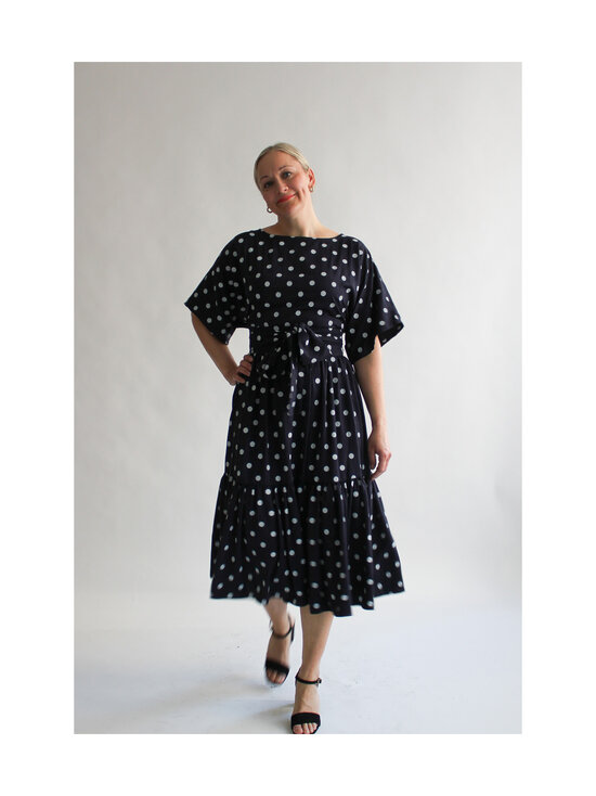 Lili Marleena - Polka dots long double ruffle -pitkä mekko - BLUE | Stockmann - photo 4