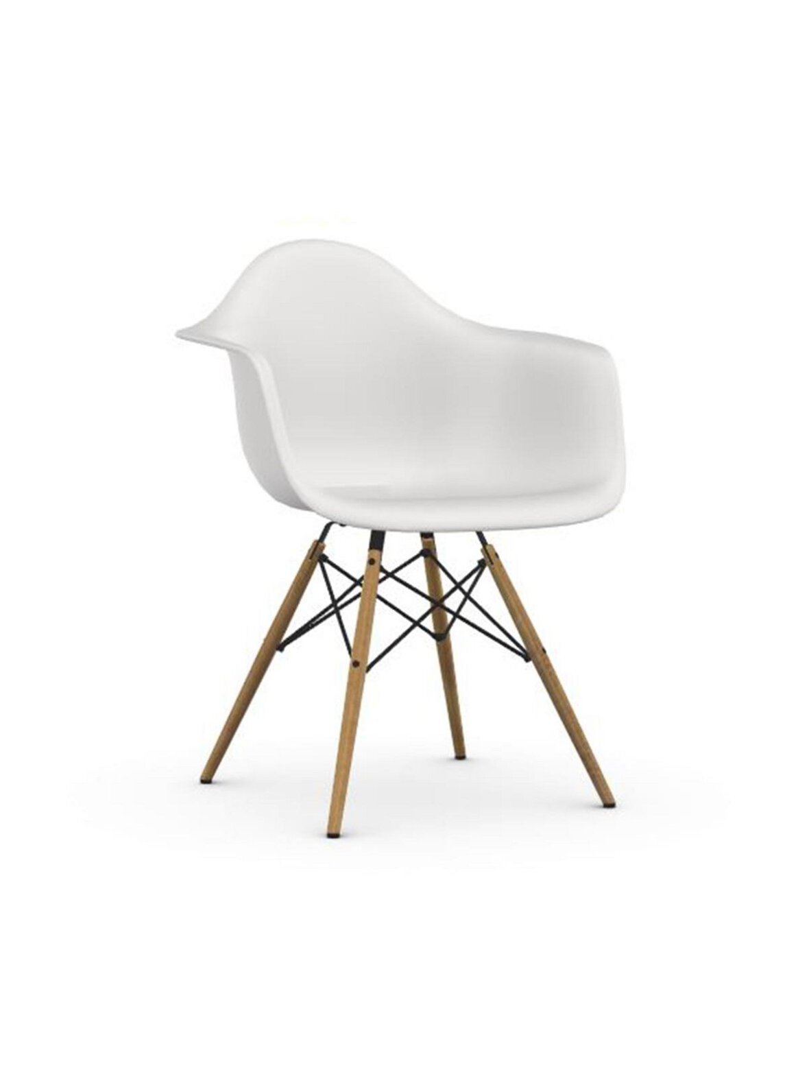 Eames daw re -tuoli käsinojilla cotton white/hunajasaarni