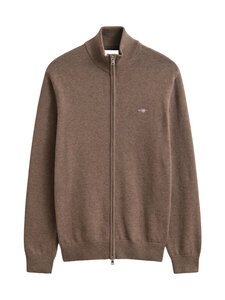 GANT - Casual Cotton Zip -neuletakki - 294 DARK HAZELNUT MELANGE | Stockmann