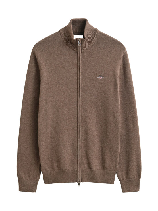 GANT - Casual Cotton Zip -neuletakki - 294 DARK HAZELNUT MELANGE | Stockmann - photo 1