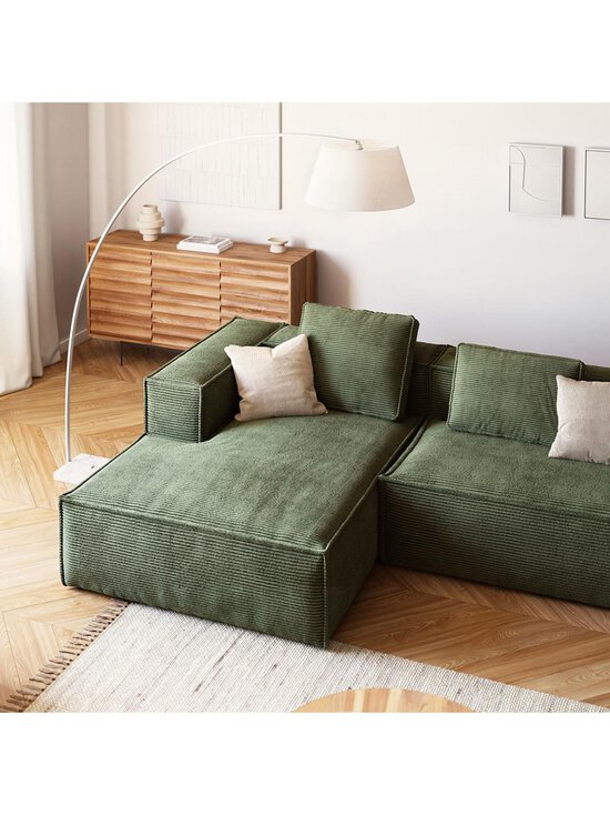 Kave Home - Blok-divaanisohva vihreä vakosametti L 300 cm/vasen - GREEN | Stockmann - photo 5