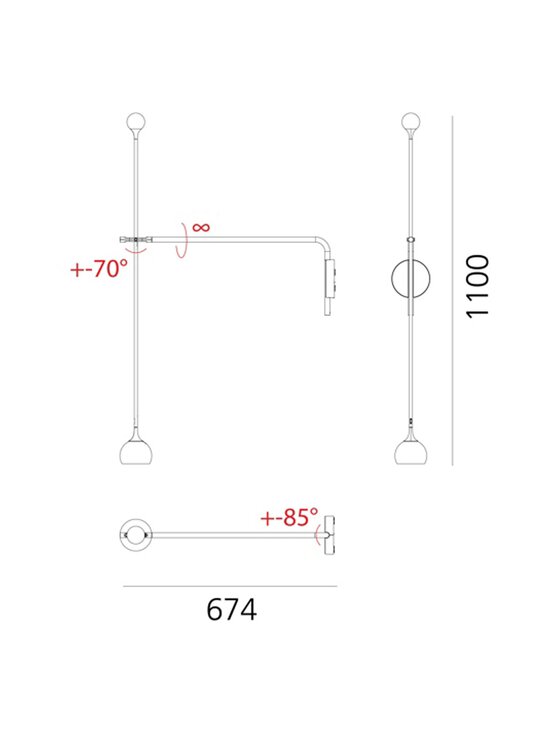 Artemide - Ixa Arm -seinävalaisin - ANTRACITE | Stockmann - photo 2