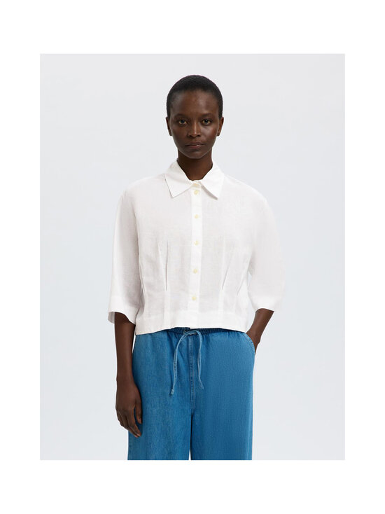 Selected - SlfCleo Regular 3/4 Cropped kreklblūze - BRIGHT WHITE | Stockmann - photo 4