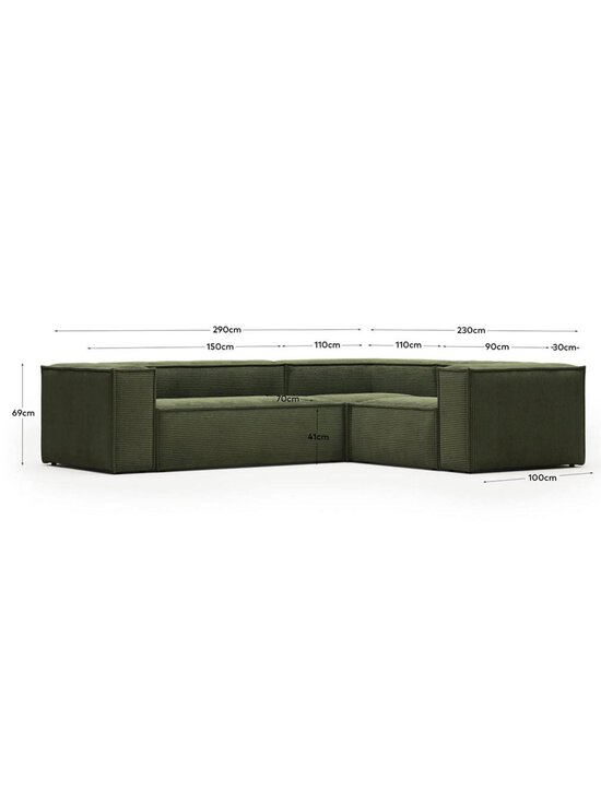 Kave Home - Blok-kulmasohva vihreä vakosametti 290 x 230 cm - GREEN | Stockmann - photo 8
