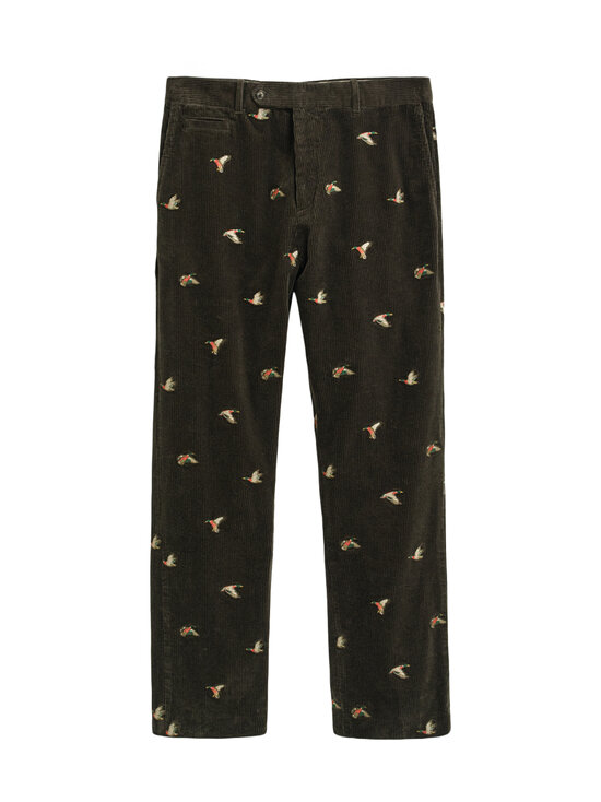 GANT - Straight Fit Embroidery velūra bikses - 368 DARK MOSS GREEN | Stockmann - photo 1