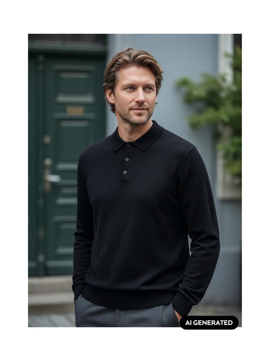 ESSENTIALS by Stockmann - Emmett Polocollar -merinoneulepaita - MIDNIGHT BLUE 51047 | Stockmann - photo 5