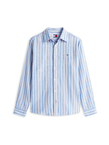 Tommy Jeans - Triiksärk Regular Linen Mix - C38 BLUE TWILIGHT STRIPES | Stockmann