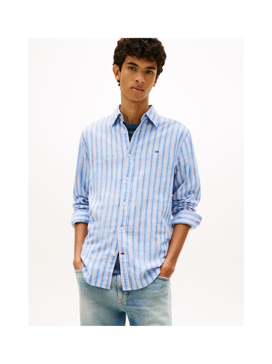 Tommy Jeans - Triiksärk Regular Linen Mix - C38 BLUE TWILIGHT STRIPES | Stockmann - photo 4