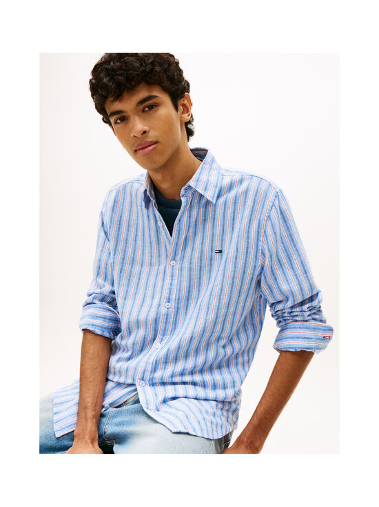 Tommy Jeans - Triiksärk Regular Linen Mix - C38 BLUE TWILIGHT STRIPES | Stockmann - photo 5