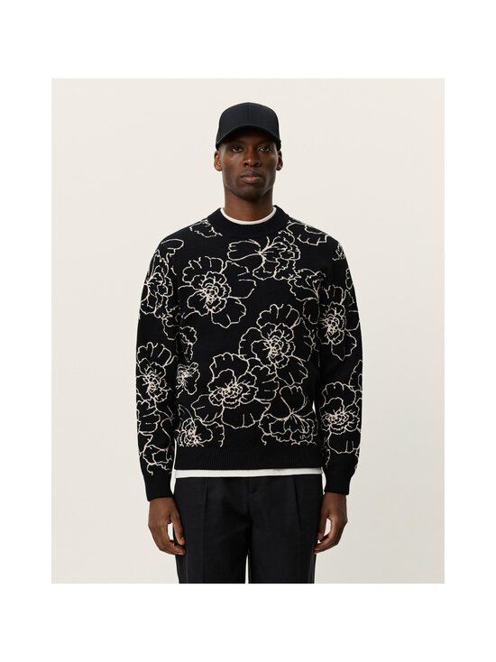 Les Deux - Gaston Poppy Jacquard Flower -puuvillaneule - 100 BLACK | Stockmann - photo 3