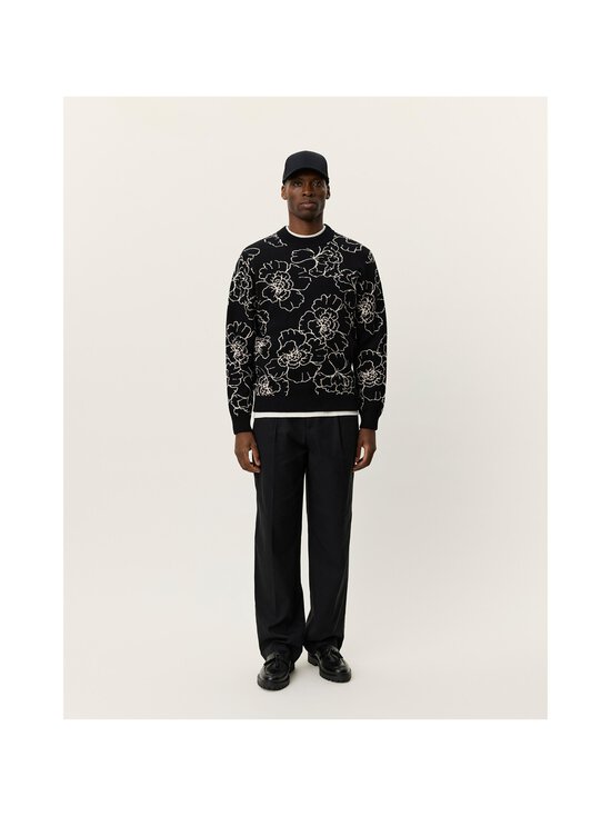 Les Deux - Gaston Poppy Jacquard Flower -puuvillaneule - 100 BLACK | Stockmann - photo 4