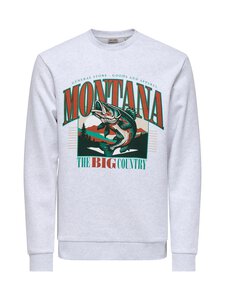 Only & Sons - OnsCeres Monto -collegepaita - SUPER LIGHT GREY MELANGE PRINT:MONTANA | Stockmann