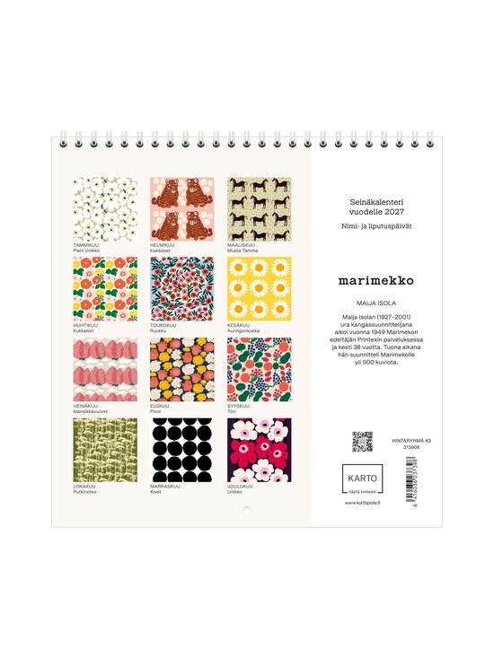 Karto - Unikko-seinäkalenteri 2027, 22 x 22 cm - MULTICOLOURED | Stockmann - photo 2