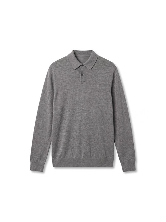 Calvin Klein Menswear - Merino Polo -pikeeneule - P7E MEDIUM GREY HTR | Stockmann - photo 1
