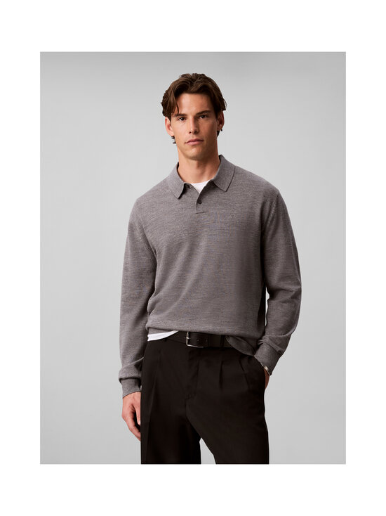 Calvin Klein Menswear - Merino Polo -pikeeneule - P7E MEDIUM GREY HTR | Stockmann - photo 4