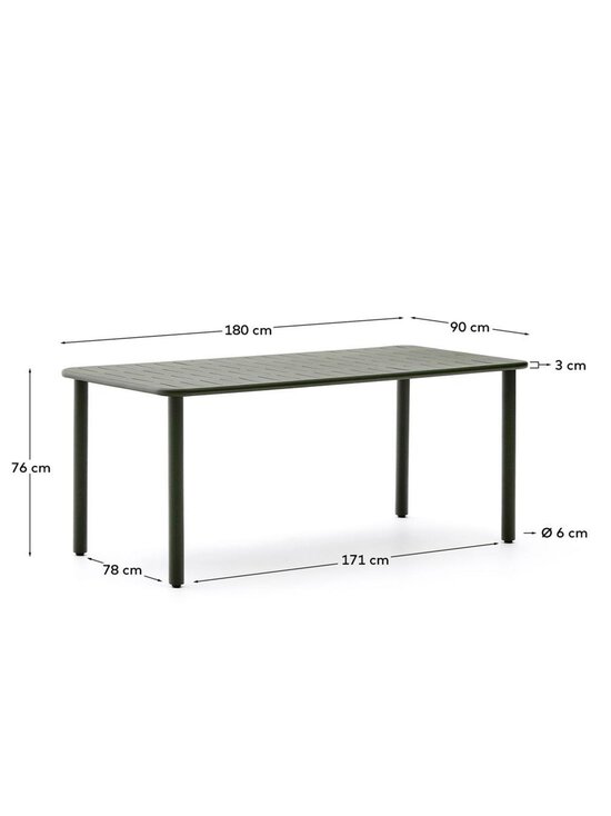 Kave Home - Brai-ruokapöytä tummanvihreä 180 x 90 cm - GREEN | Stockmann - photo 7