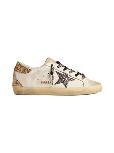 GOLDEN GOOSE - SuperStar Leather Upper Glitter -nahkasneakerit - 82532 OPTIC WHITE/SEEDPEARL/BLACK/GOLD | Stockmann