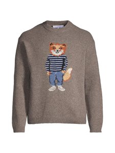 Maison Kitsuné - Dressed Fox Intarsia Wool -neule - H170 DARK GREY MELANGE | Stockmann