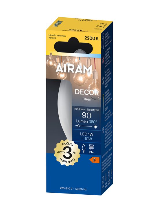 Airam - LED DECFG C35 822 90lm E14 -filamenttilamppu - TRANSPARENT | Stockmann - photo 2