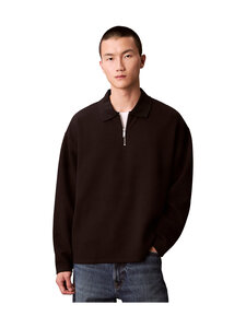 Calvin Klein Menswear - Crinkle Crepe Spacer Quarter Zip -paita - UB1 BLACK | Stockmann