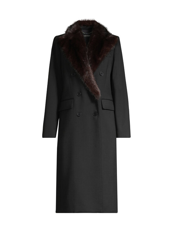 Lauren Ralph Lauren - Vilnas mētelis ar mākslīgās kažokādas apkakli - 001 BLACK | Stockmann - photo 1