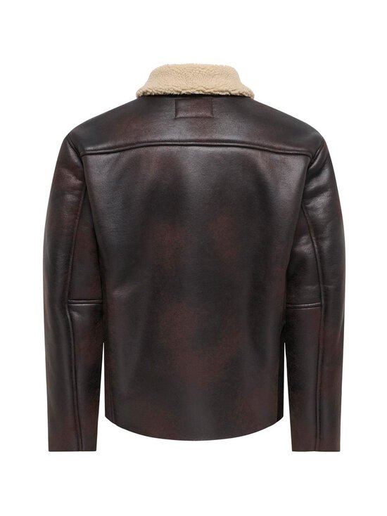 Only & Sons - OnsRiker Shearling -takki - HOT FUDGE DETAIL:ECRU COLLAR | Stockmann - photo 2