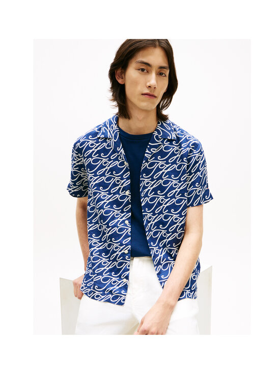 Tommy Hilfiger - Linen Camp Swimshop -kauluspaita - 0GY PREPPY NAVY / ALLOVER | Stockmann - photo 4