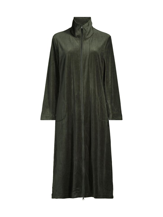 Damella - Vetoketjullinen velour-aamutakki - 258 DARK OLIVE | Stockmann - photo 1