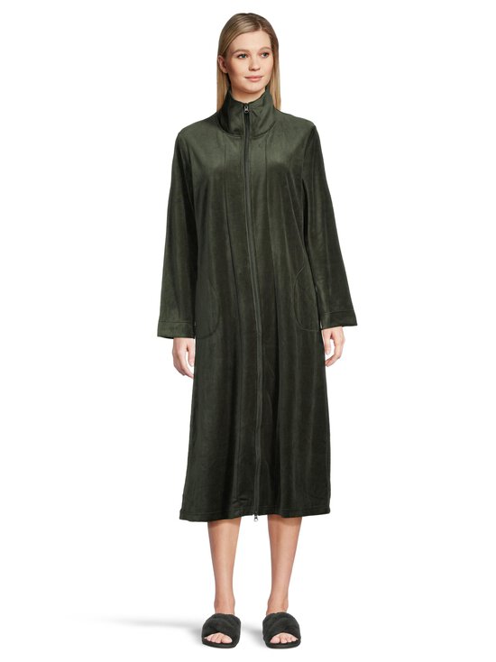 Damella - Vetoketjullinen velour-aamutakki - 258 DARK OLIVE | Stockmann - photo 2