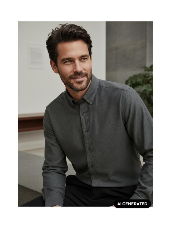 ESSENTIALS by Stockmann - Eden Easy Care Modern fit krekls ar apkakli - GREY MEL. | Stockmann - photo 5