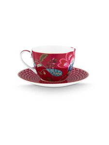 PIP Studio - Blooming Tales Fantasy -kuppi ja lautanen 300 ml - DARK RED | Stockmann