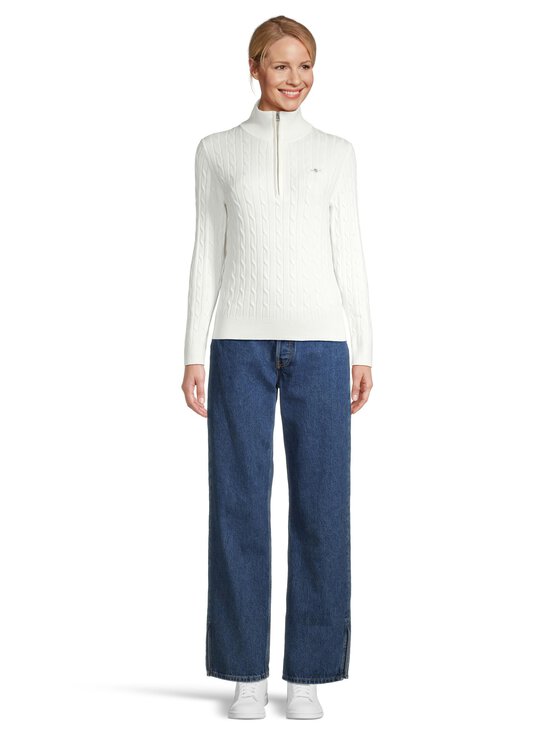 GANT - Stretch Cotton Half-Zip -palmikkoneule - 113 EGGSHELL | Stockmann - photo 2