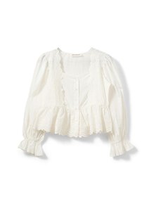 Sofie Schnoor - AriaSW Broderie Anglaise Regular -pitsipaitapusero - 0103 OFF WHITE | Stockmann