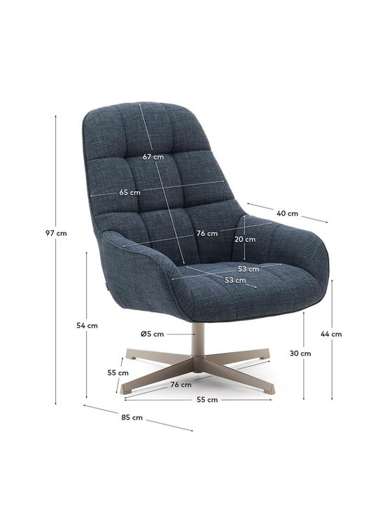 Kave Home - Jaspe-nojatuoli Noble-kangas sininen / harmaa - BLUE | Stockmann - photo 11